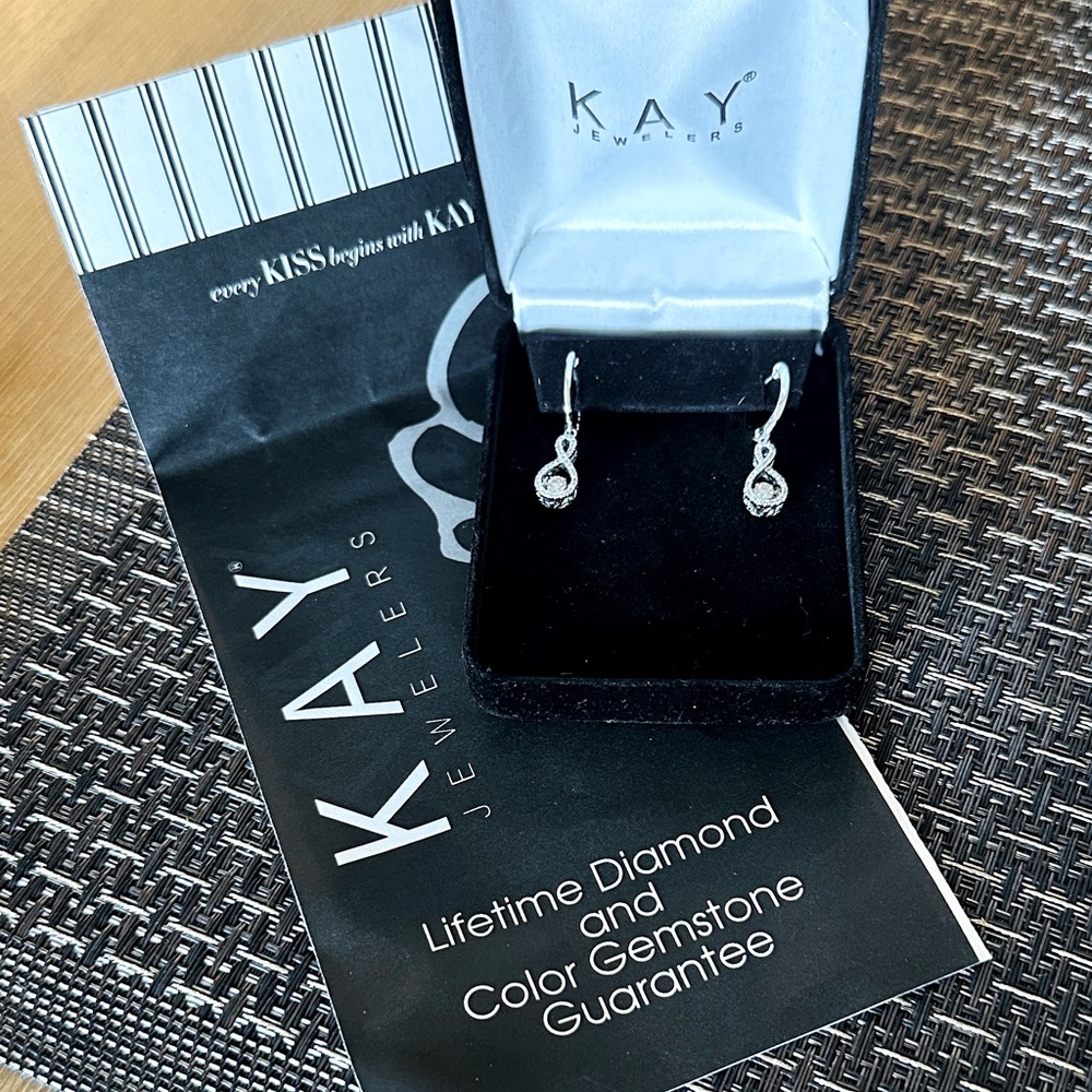 Kay Jewelers 10K White Gold Diamond Drop Earrings